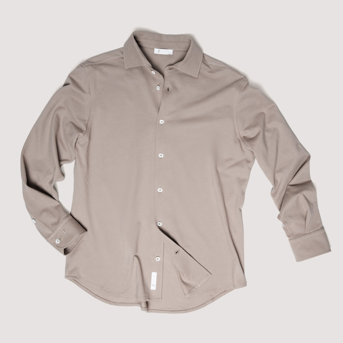 TAUPE REGULAR-FIT MICRO PIQUÉ SHIRT - MBL011B UC04 842 : LF Luìs Figo