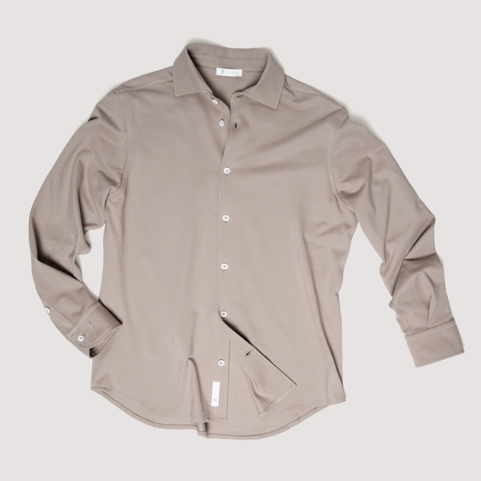 TAUPE REGULAR-FIT MICRO PIQUÉ SHIRT - MBL011B UC04 842 : LF Luìs Figo