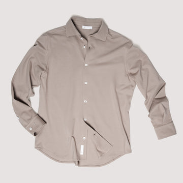 TAUPE REGULAR-FIT MICRO PIQUÉ SHIRT - MBL011B UC04 842 : LF Luìs Figo