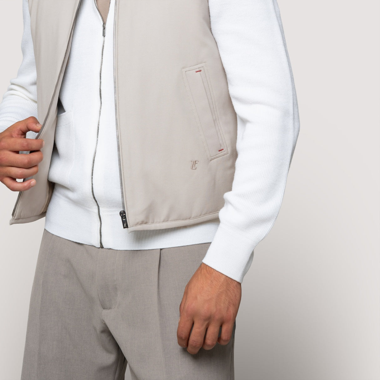 OVER ALL VEST CHALK IN STRETCH WOOL - MGI011T UW01 128 : LF Luìs Figo