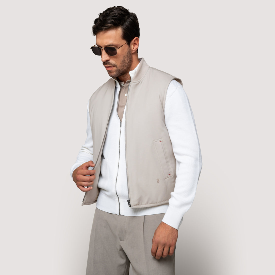 OVER ALL VEST CHALK IN STRETCH WOOL - MGI011T UW01 128 : LF Luìs Figo