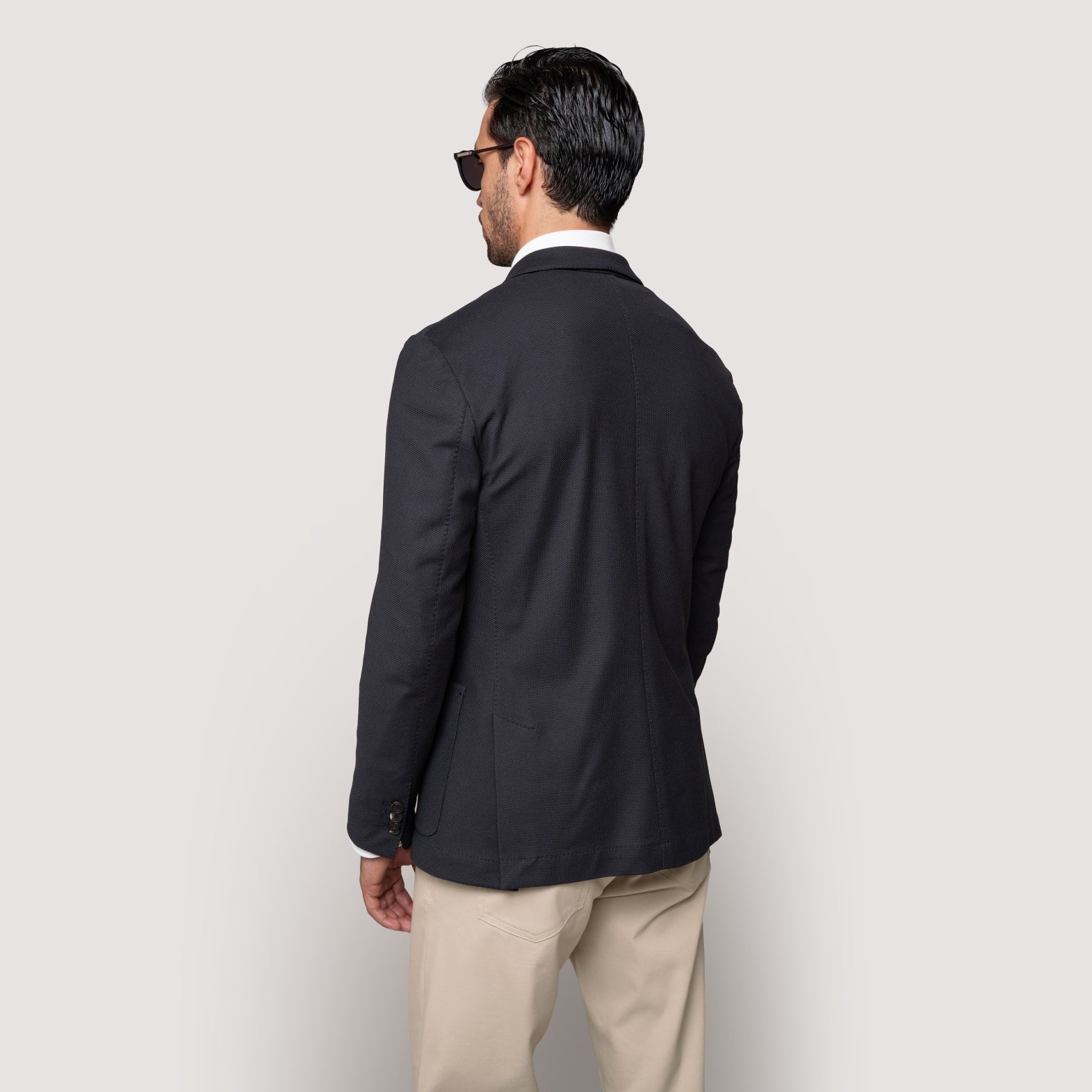 POLO JACKET IN MIDNIGHT NATURAL-STRETCH HEXAGON PIQUÉ - MJK011B UC03 789 : LF Luìs Figo
