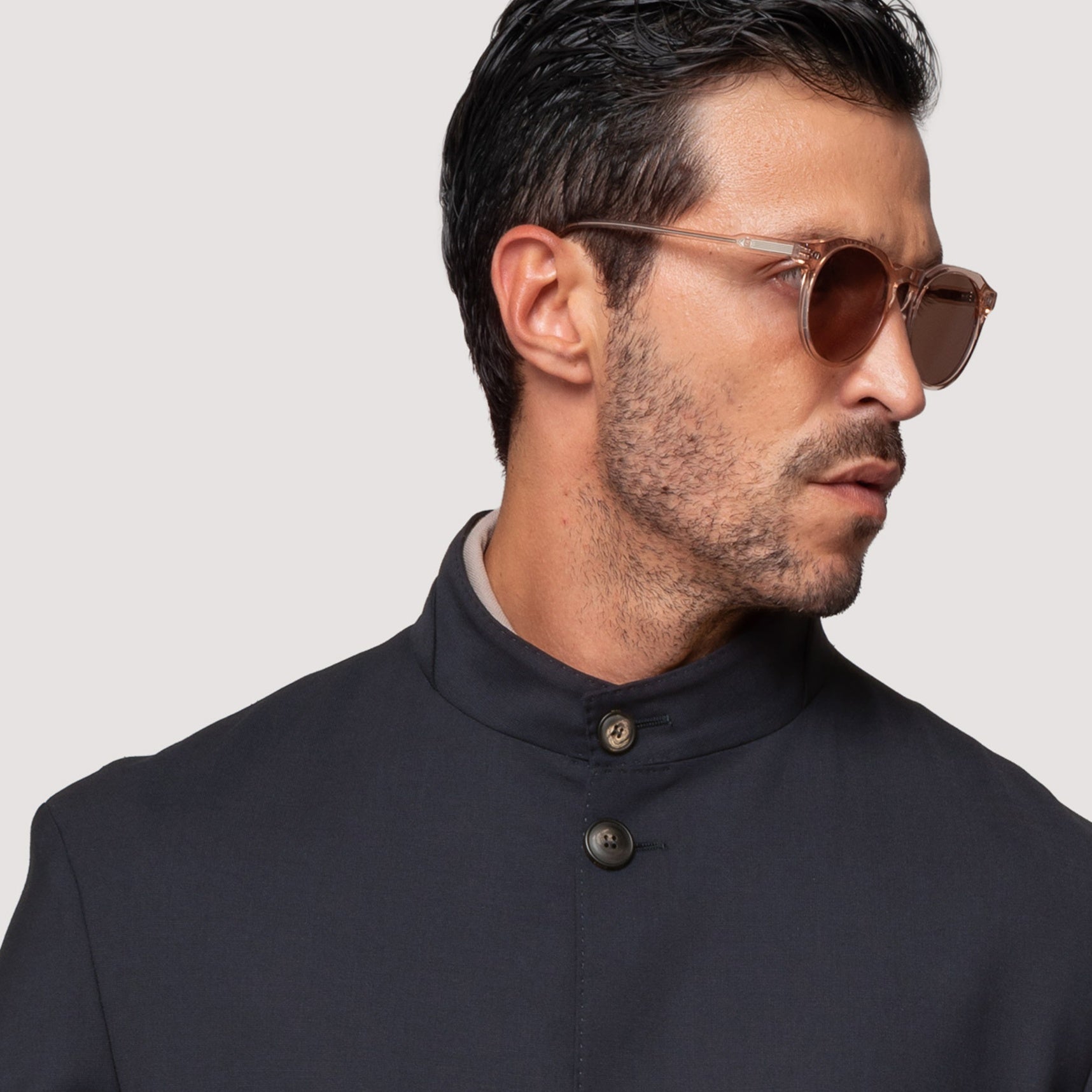 KEY JACKET MIDNIGHT IN STRETCH WOOL WITH STAND COLLAR - MJK021B UW01 789 : LF Luìs Figo