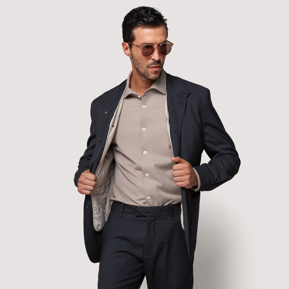 KEY JACKET MIDNIGHT IN STRETCH WOOL WITH STAND COLLAR - MJK021B UW01 789 : LF Luìs Figo