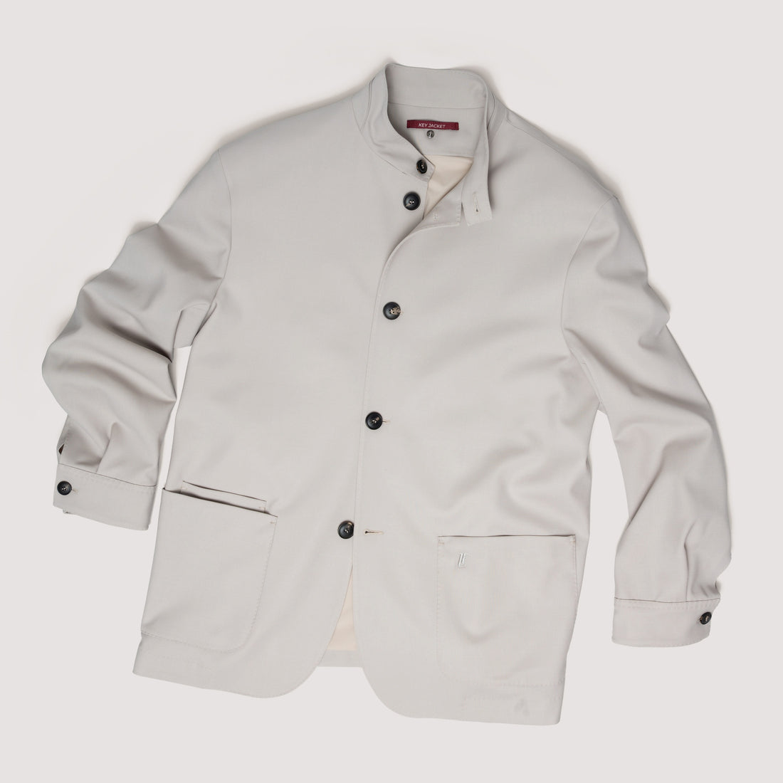 KEY JACKET CHALK IN STRETCH WOOL WITH STAND COLLAR - MJK021B UW01 128 : LF Luìs Figo