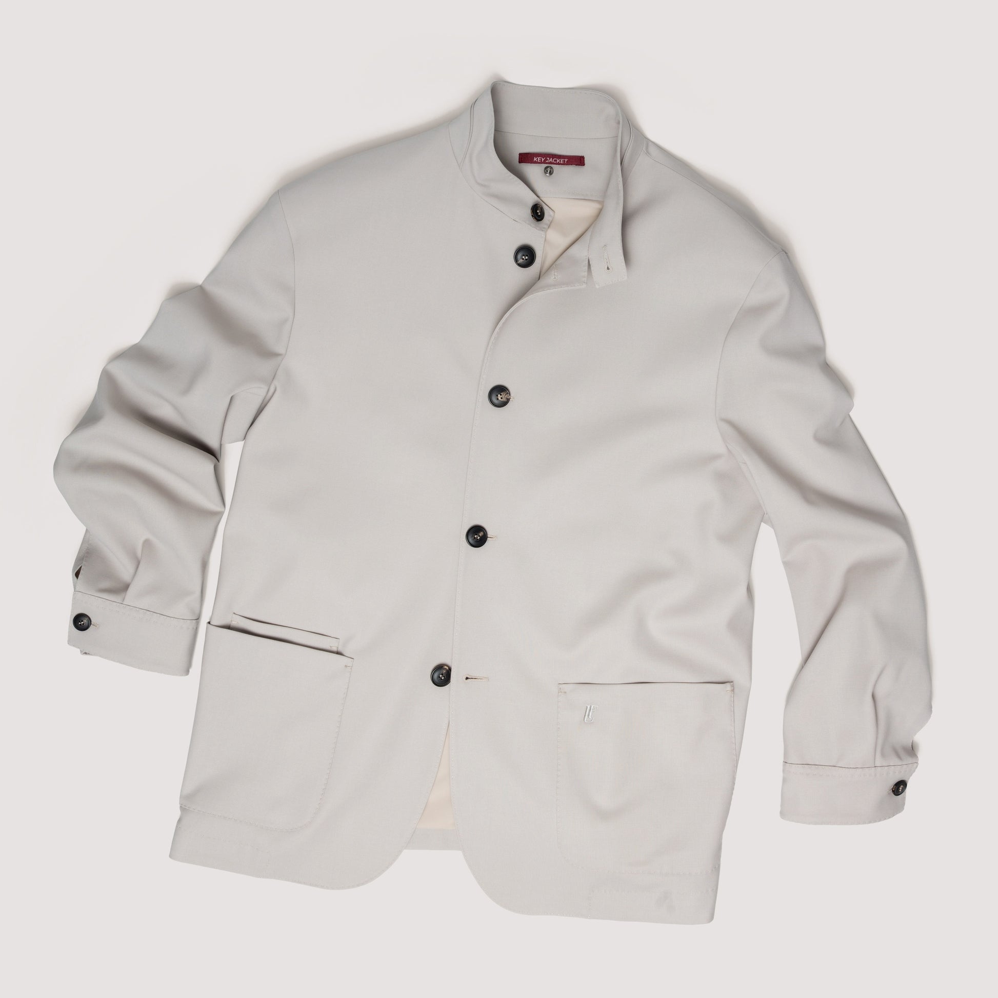KEY JACKET CHALK IN STRETCH WOOL WITH STAND COLLAR - MJK021B UW01 128 : LF Luìs Figo