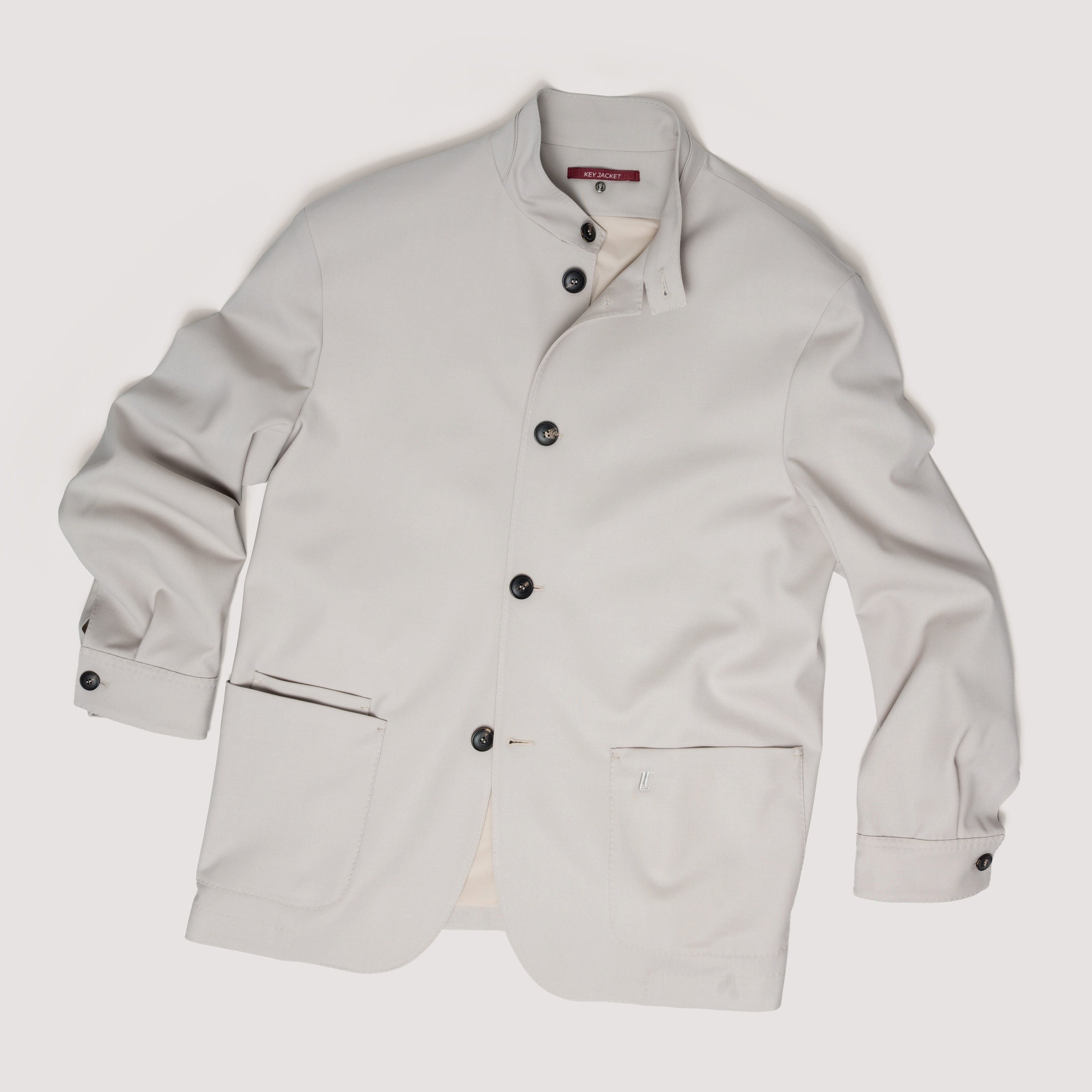 KEY JACKET CHALK IN STRETCH WOOL WITH STAND COLLAR - MJK021B UW01 128 : LF Luìs Figo