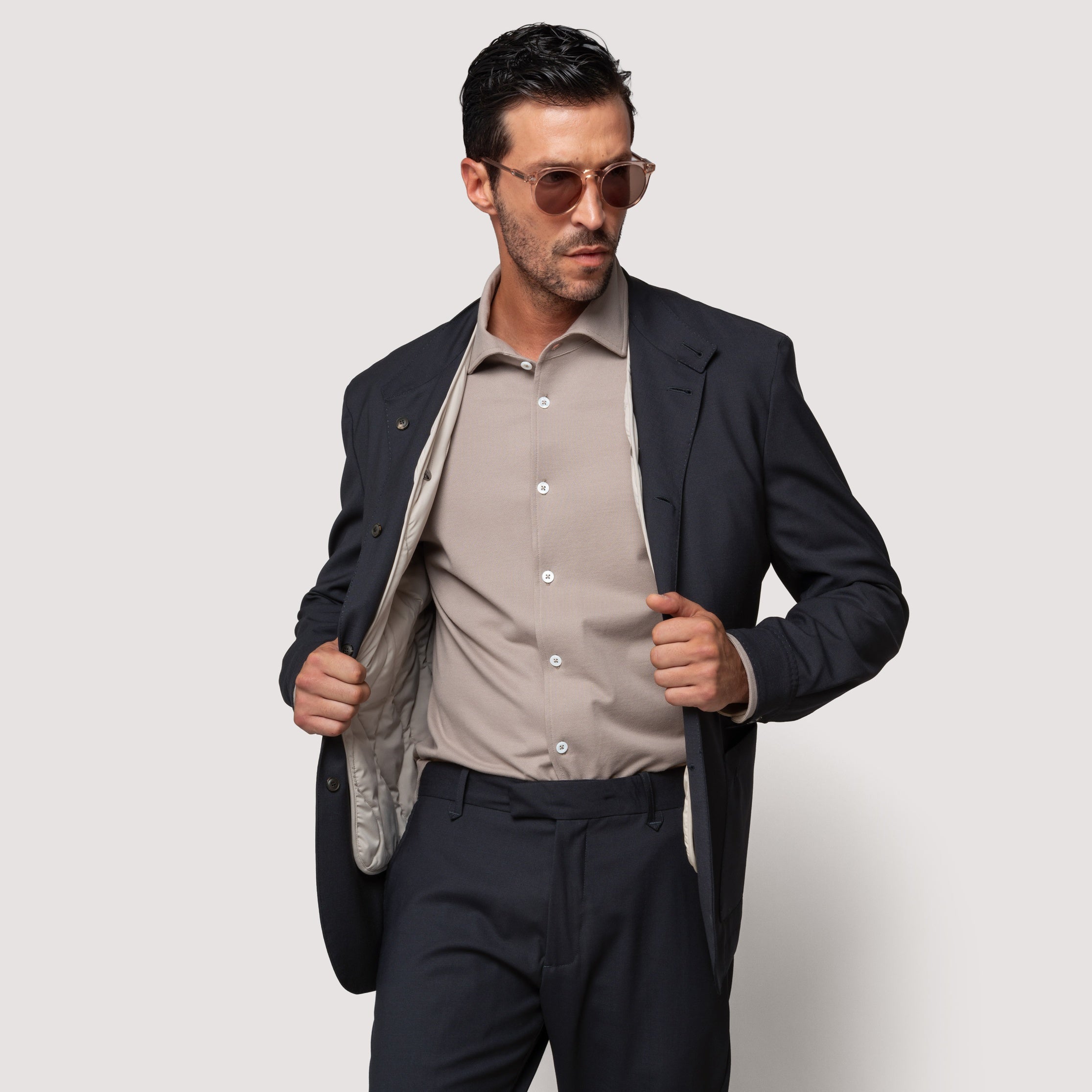KEY JACKET CHALK IN STRETCH WOOL WITH STAND COLLAR - MJK021B UW01 128 : LF Luìs Figo