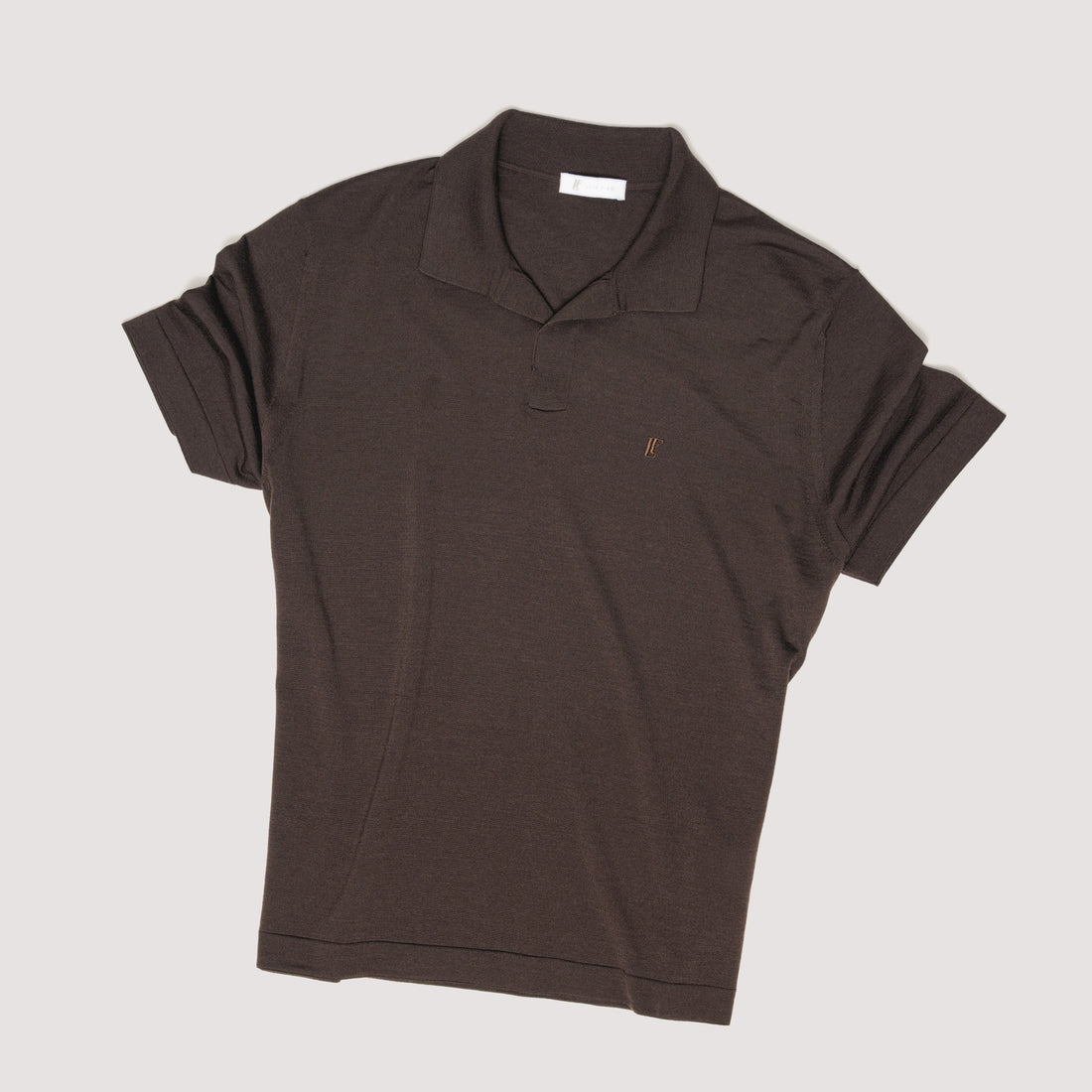 KNITTED POLO ESPRESSO IN EXTRAFINE MERINO WOOL - MKN011B FW01 889 : LF Luìs Figo