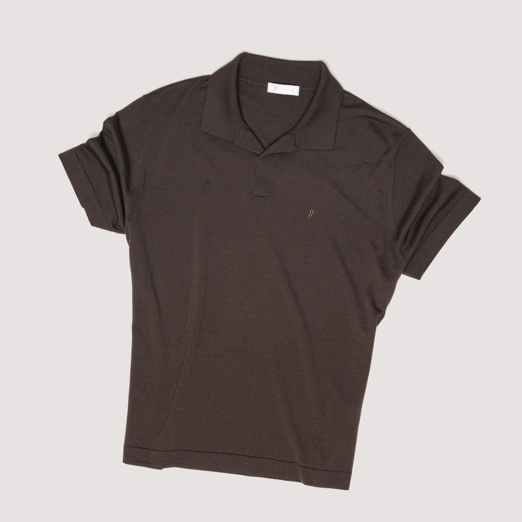 KNITTED POLO ESPRESSO IN EXTRAFINE MERINO WOOL - MKN011B FW01 889 : LF Luìs Figo