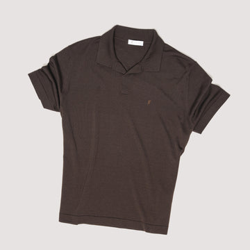 KNITTED POLO ESPRESSO IN EXTRAFINE MERINO WOOL - MKN011B FW01 889 : LF Luìs Figo