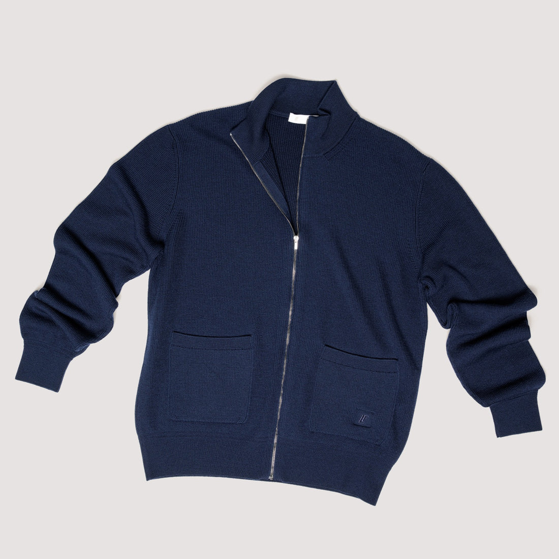 KNITTED JACKET MIDNIGHT IN EXTRAFINE MERINO WOOL WITH STAND COLLAR - MKN031B FW01 789 : LF Luìs Figo