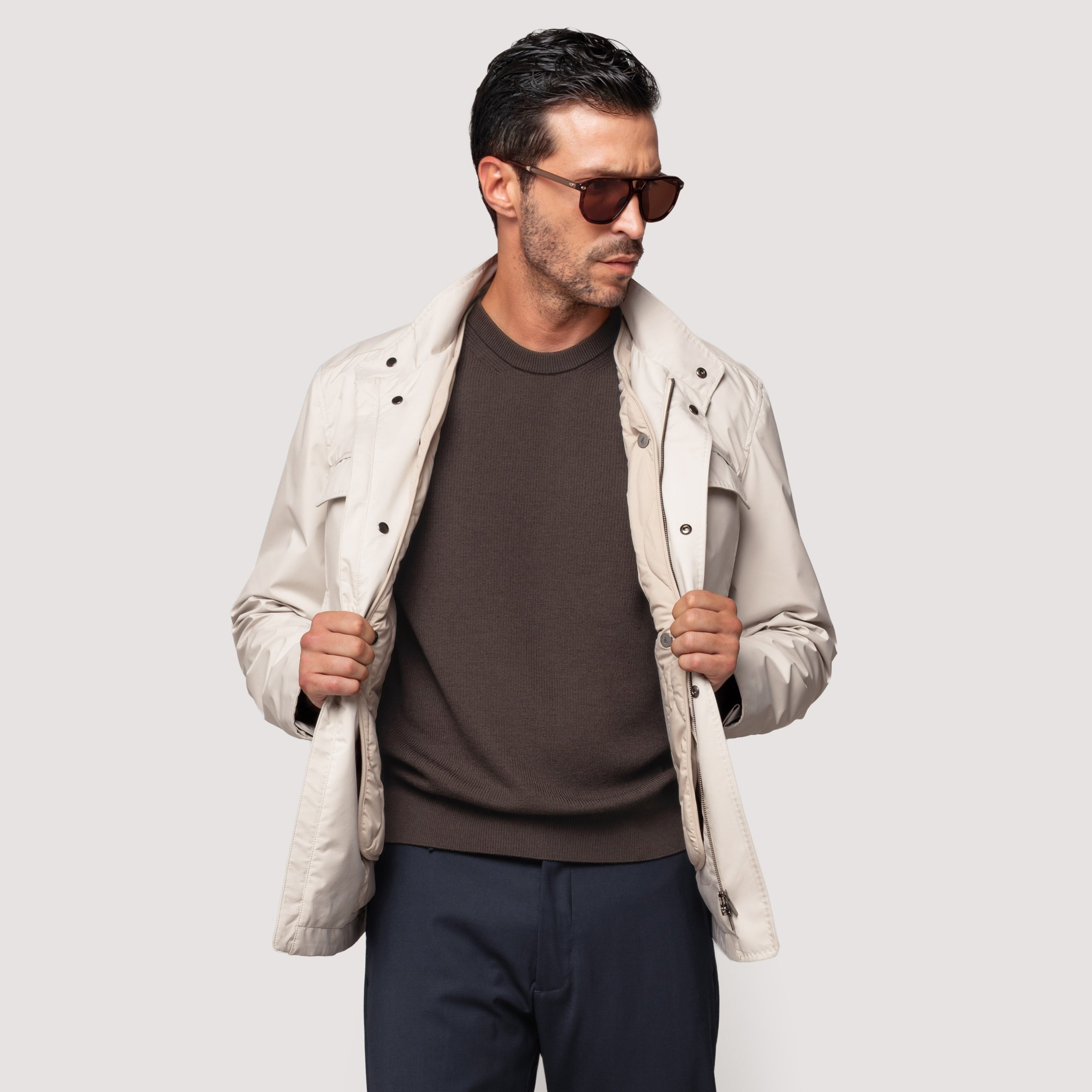 ROAD JACKET CHALK IN LIGHTWEIGHT MULTILAYER FABRIC - MOU011B UP01 128 : LF Luìs Figo