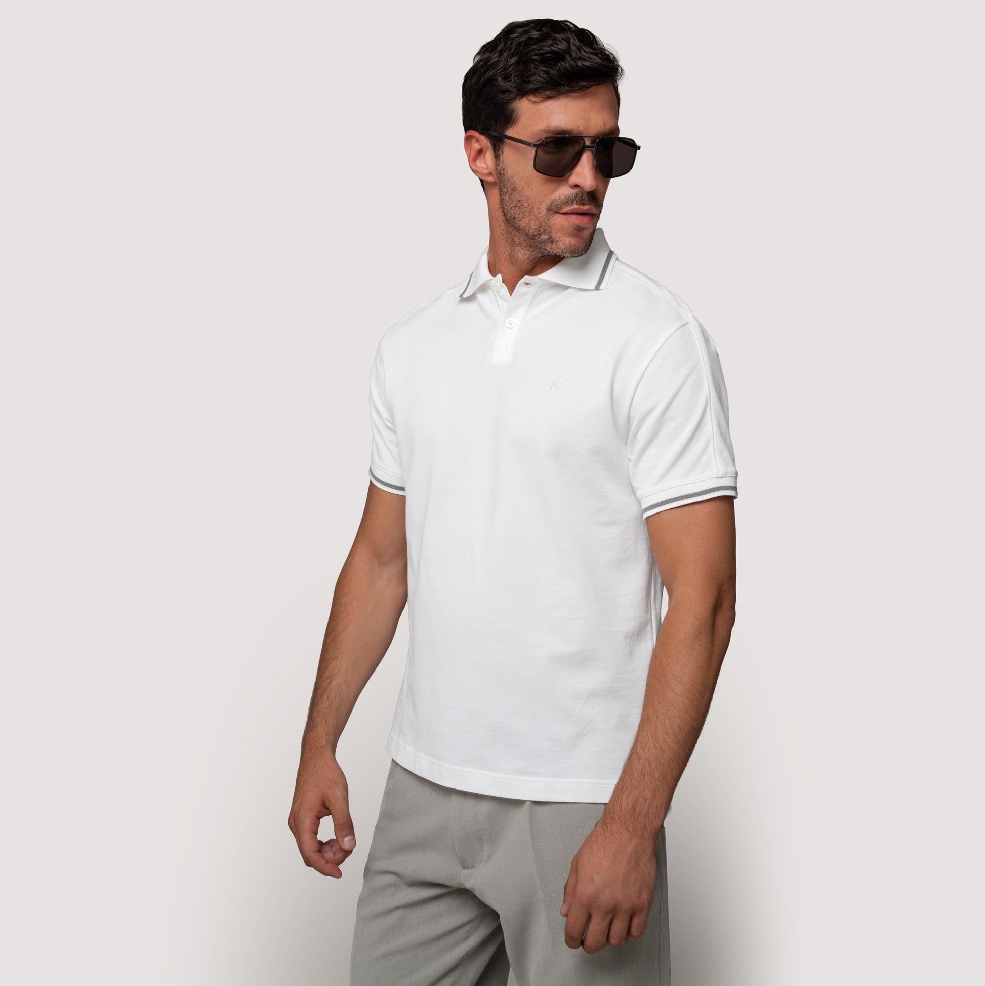 PIQUET POLO OFF WHITE IN COTTON MICRO-PIQUÉ - MPO011B UC04 105 : LF Luìs Figo