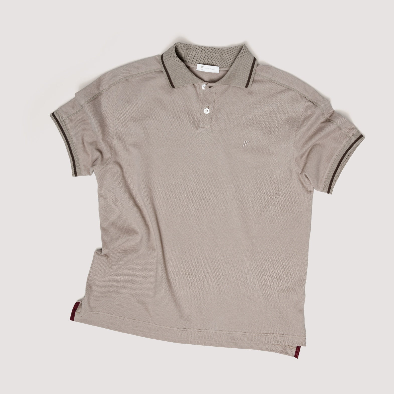 PIQUET POLO TAUPE IN COTTON MICRO-PIQUÉ - MPO011B UC04 842 : LF Luìs Figo