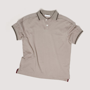 PIQUET POLO TAUPE IN COTTON MICRO-PIQUÉ - MPO011B UC04 842 : LF Luìs Figo