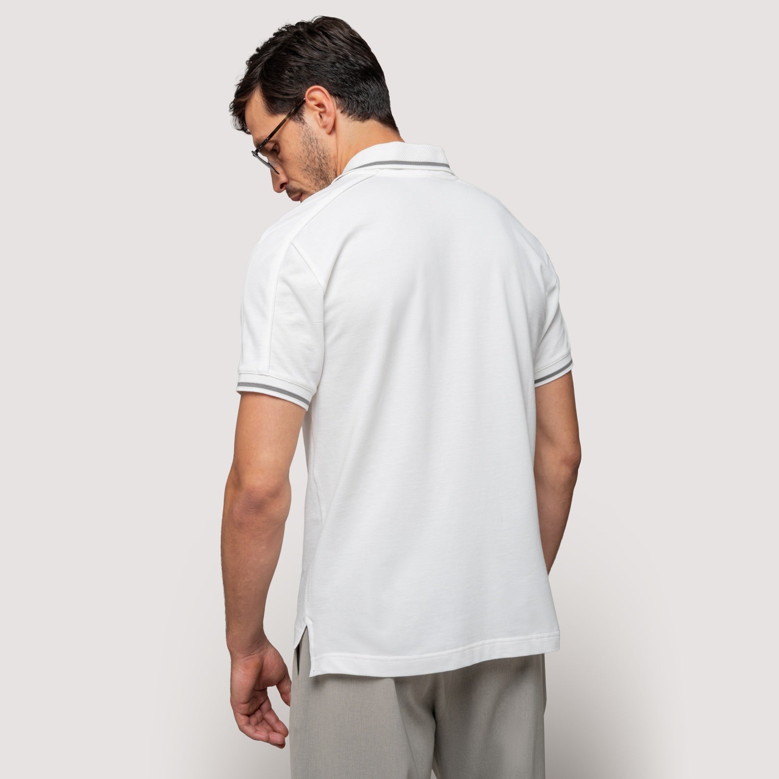 PIQUET POLO TAUPE IN COTTON MICRO-PIQUÉ - MPO011B UC04 842 : LF Luìs Figo