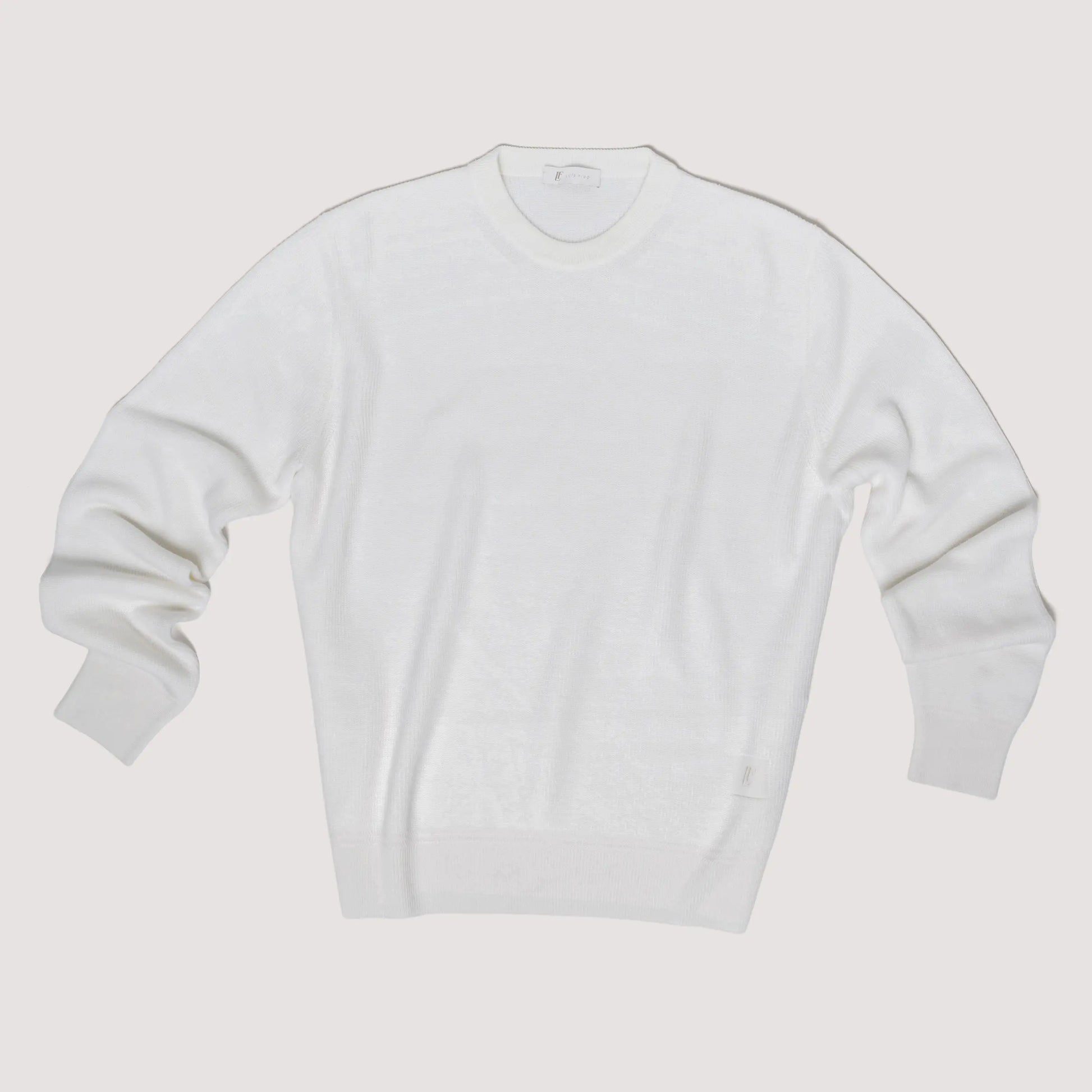 CREW NECK KNITTED SWEATER OFF WHITE IN EXTRAFINE MERINO WOOL - MKN021B FW01 105 : LF Luìs Figo