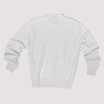 CREW NECK KNITTED SWEATER OFF WHITE IN EXTRAFINE MERINO WOOL - MKN021B FW01 105 : LF Luìs Figo