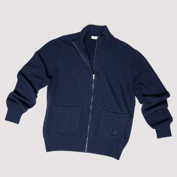 KNITTED JACKET MIDNIGHT IN EXTRAFINE MERINO WOOL WITH STAND COLLAR - MKN031B FW01 789 : LF Luìs Figo