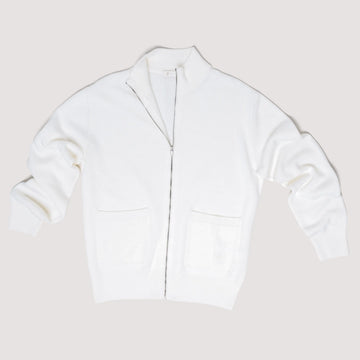 KNITTED JACKET OFF WHITE IN EXTRAFINE MERINO WOOL WITH STAND COLLAR - MKN031B FW01 105 : LF Luìs Figo