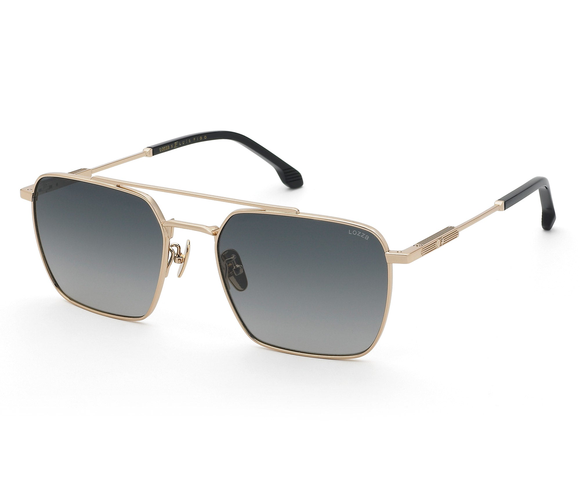 Double bridge square frame metal sunglasses : Luís Figo