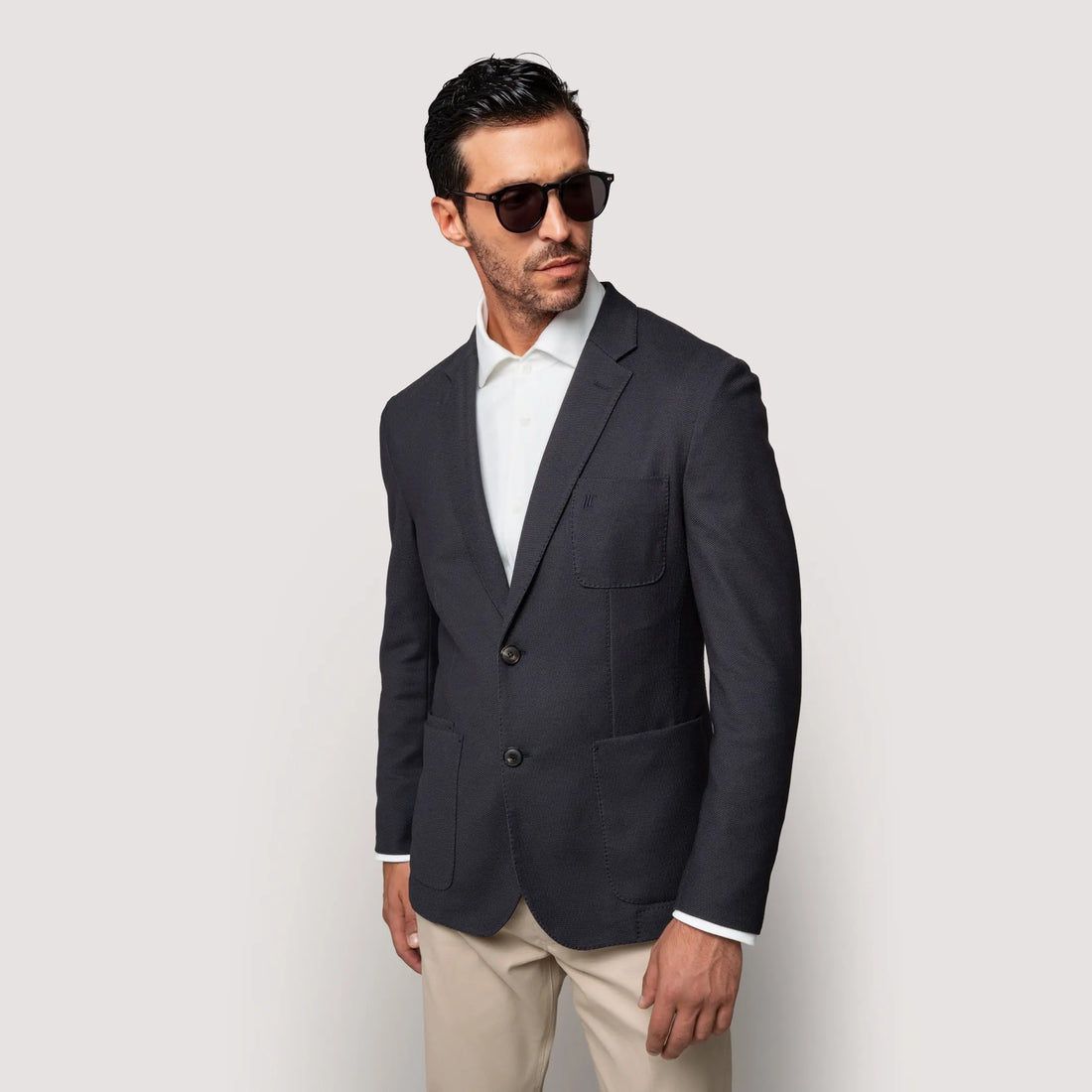 POLO JACKET IN MIDNIGHT NATURAL-STRETCH HEXAGON PIQUÉ - MJK011B UC03 789 : LF Luìs Figo