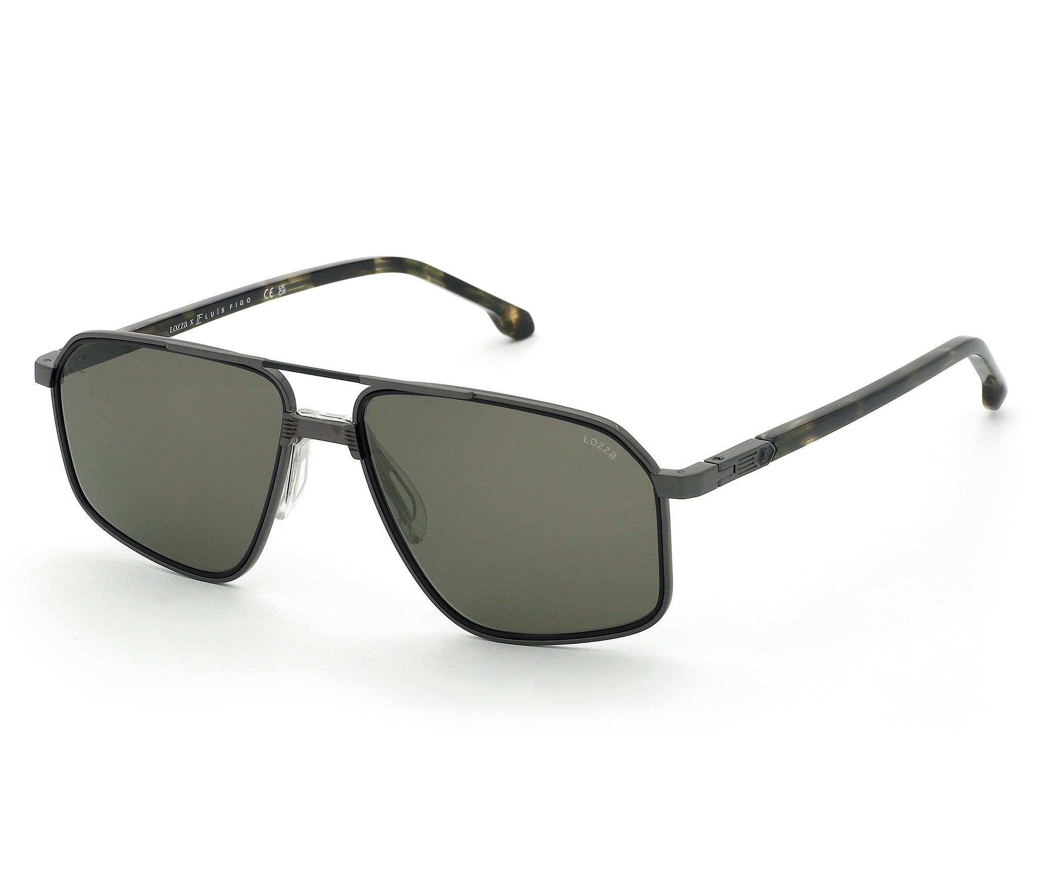 Geometric metal sunglasses : Luís Figo