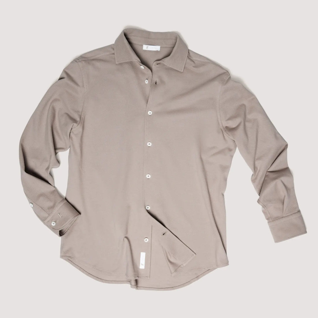 TAUPE REGULAR-FIT MICRO PIQUÉ SHIRT - MBL011B UC04 842 : LF Luìs Figo