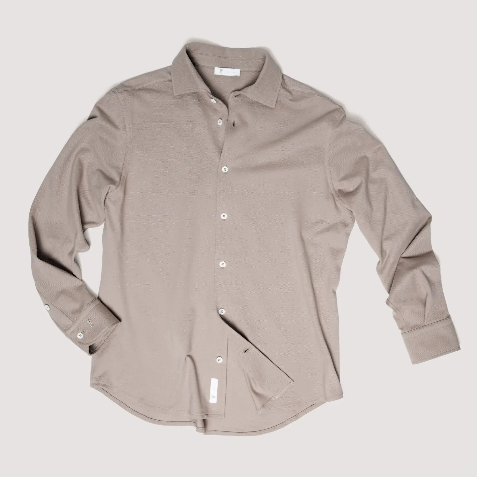 TAUPE REGULAR-FIT MICRO PIQUÉ SHIRT - MBL011B UC04 842 : LF Luìs Figo