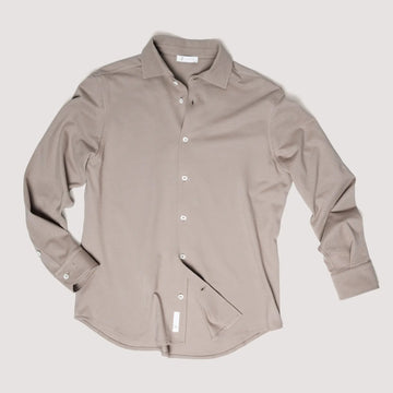 TAUPE REGULAR-FIT MICRO PIQUÉ SHIRT - MBL011B UC04 842 : LF Luìs Figo